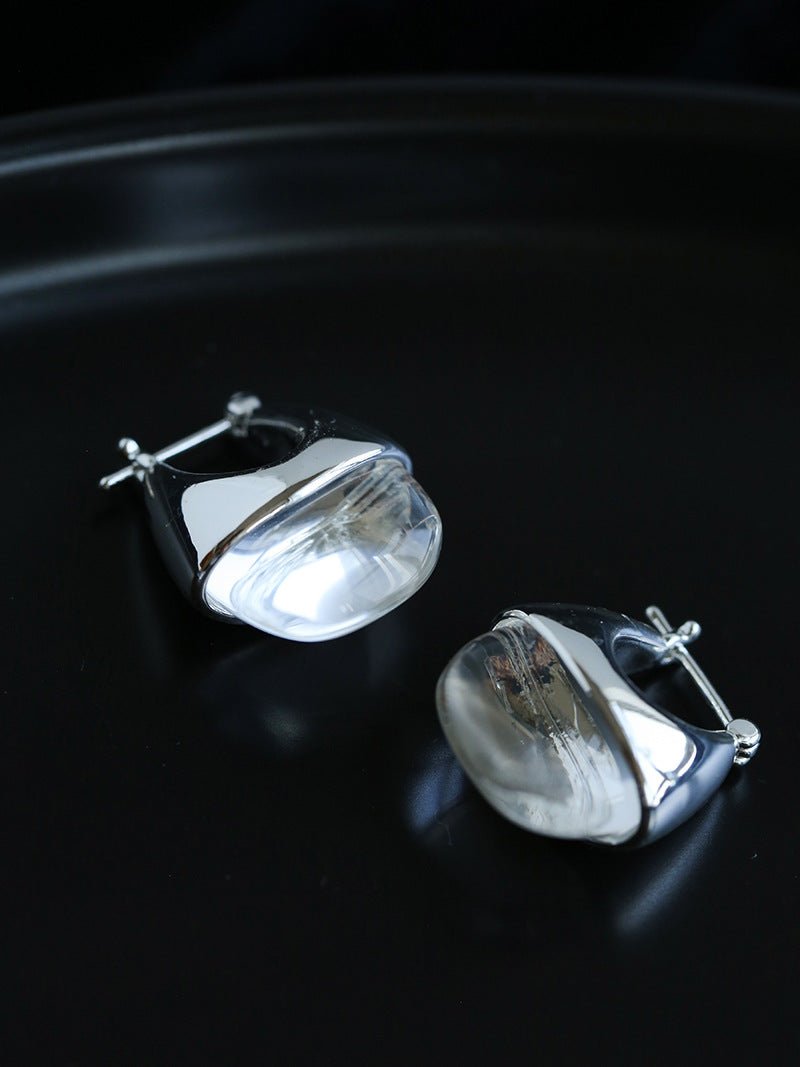 French Dewdrop Crystal U - Shape Hoop Earrings - floysun