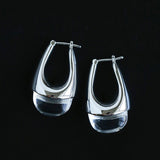French Dewdrop Crystal U - Shape Hoop Earrings - floysun