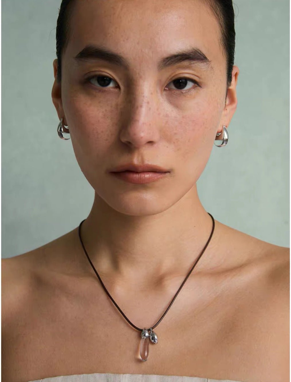 French Dewdrop Crystal U - Shape Hoop Earrings - floysun