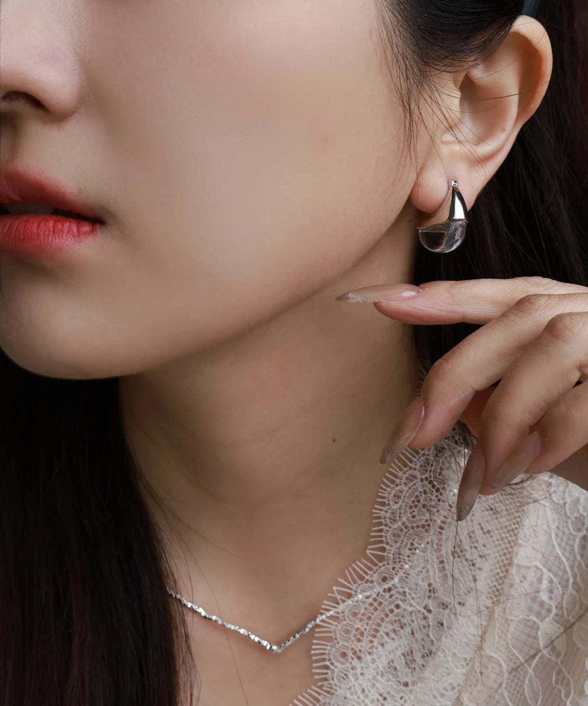 French Dewdrop Crystal U - Shape Hoop Earrings - floysun
