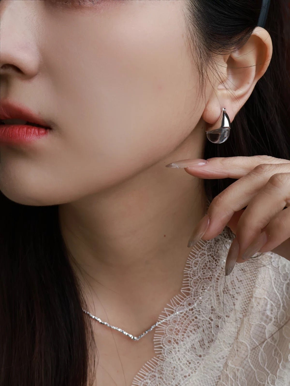 French Dewdrop Crystal U - Shape Hoop Earrings - floysun