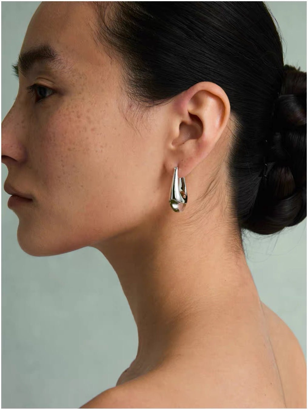 French Dewdrop Crystal U - Shape Hoop Earrings - floysun