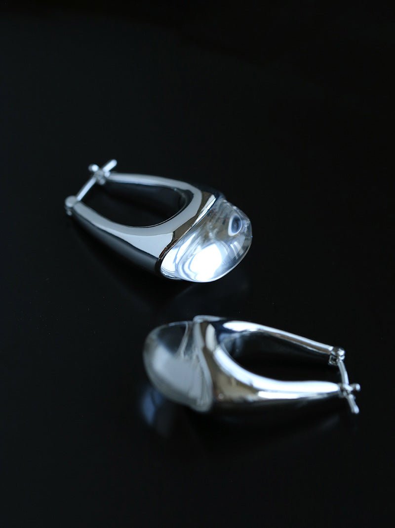 French Dewdrop Crystal U - Shape Hoop Earrings - floysun