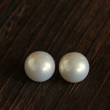 French Elegant Half - Round Pearl Stud Earrings - floysun
