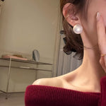 French Elegant Half - Round Pearl Stud Earrings - floysun