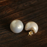 French Elegant Half - Round Pearl Stud Earrings - floysun