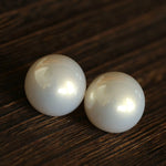 French Elegant Half - Round Pearl Stud Earrings - floysun