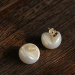 French Elegant Half - Round Pearl Stud Earrings - floysun