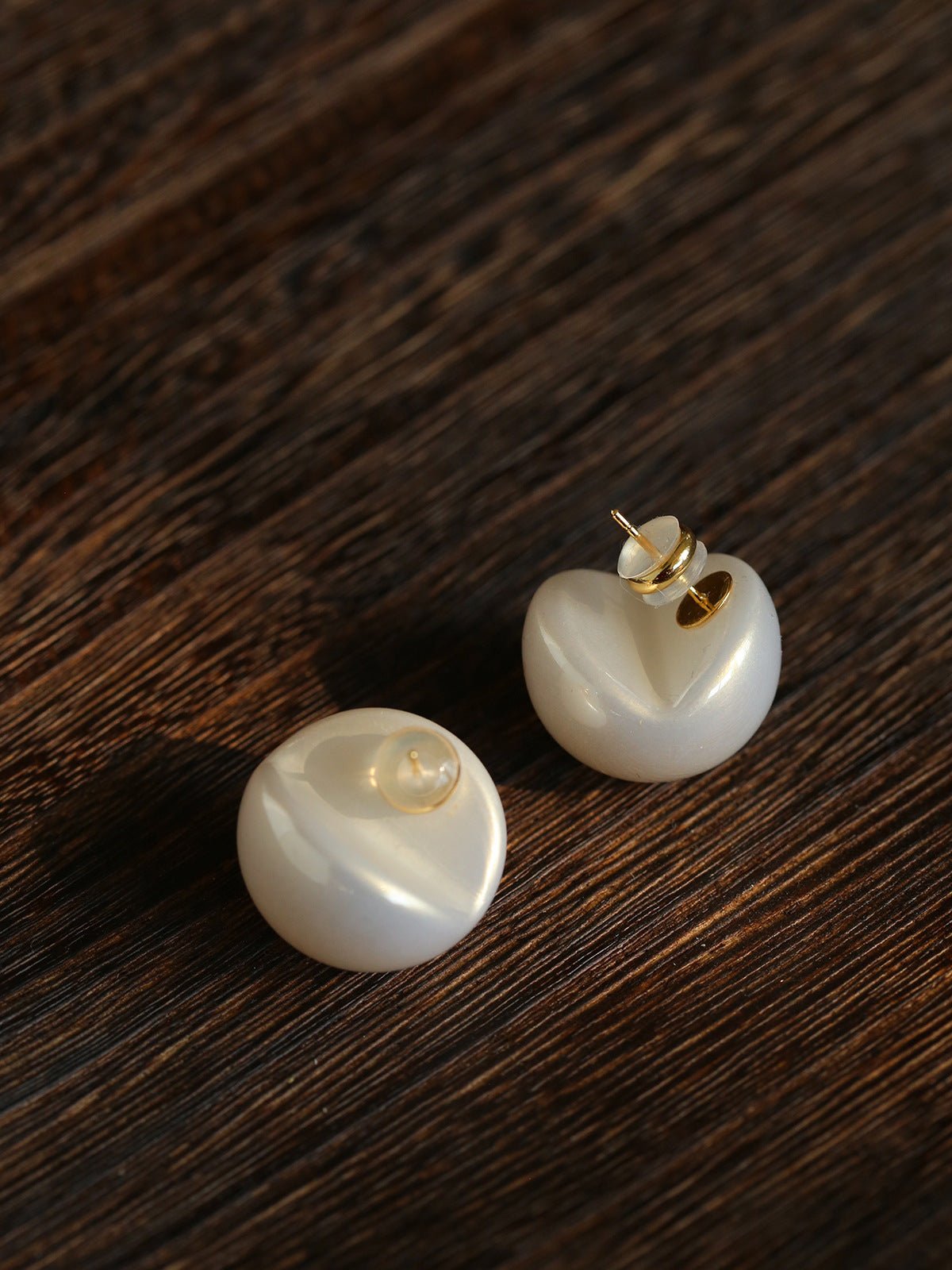 French Elegant Half - Round Pearl Stud Earrings - floysun