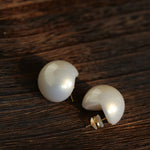 French Elegant Half - Round Pearl Stud Earrings - floysun