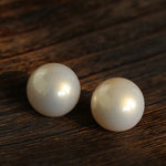 French Elegant Half - Round Pearl Stud Earrings - floysun