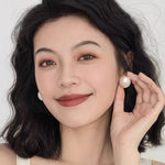 French Elegant Half - Round Pearl Stud Earrings - floysun