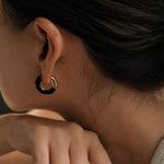 French Enamel Hoop Earrings - floysun