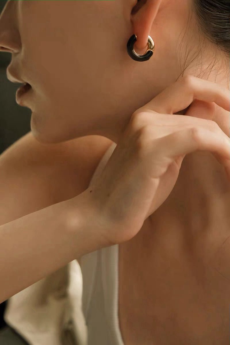 French Enamel Hoop Earrings - floysun