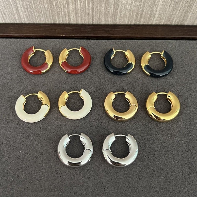 French Enamel Hoop Earrings - floysun
