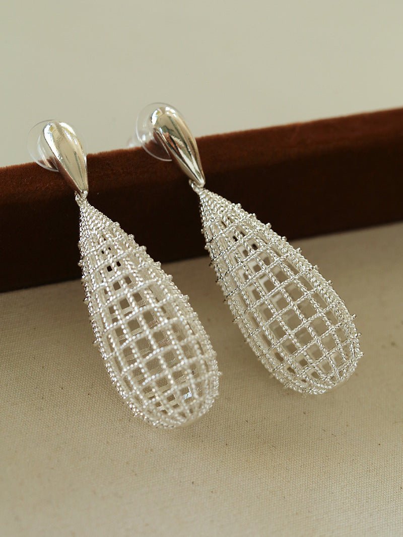 French Hollow Mesh Teardrop Earrings - floysun