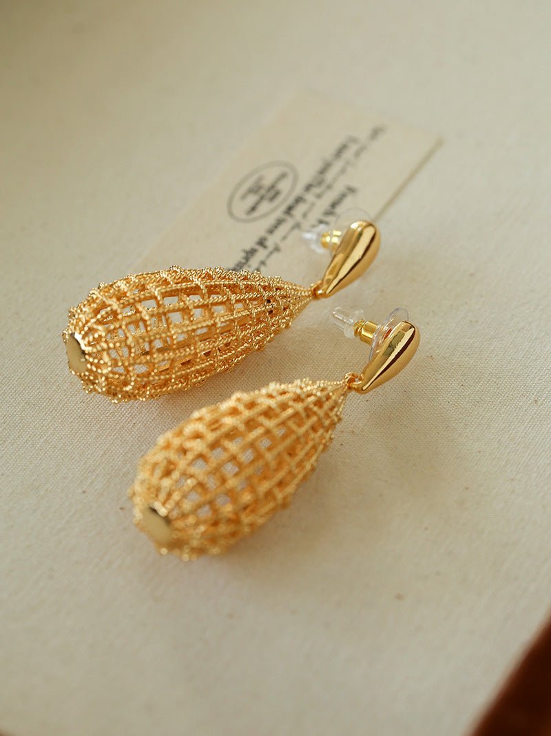 French Hollow Mesh Teardrop Earrings - floysun