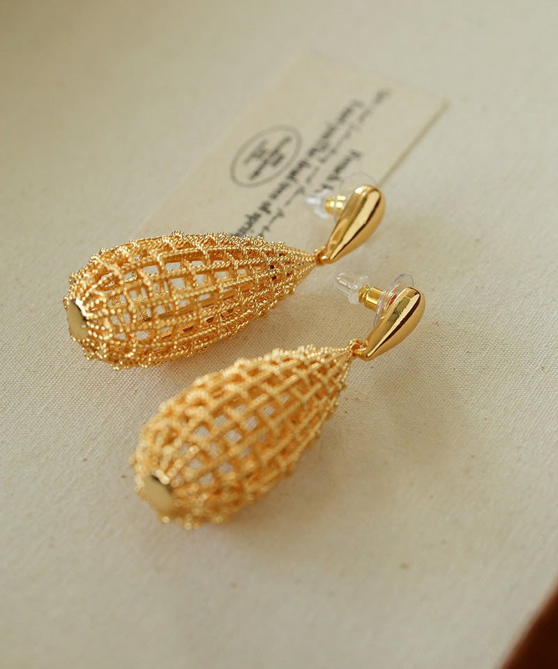 French Hollow Mesh Teardrop Earrings - floysun