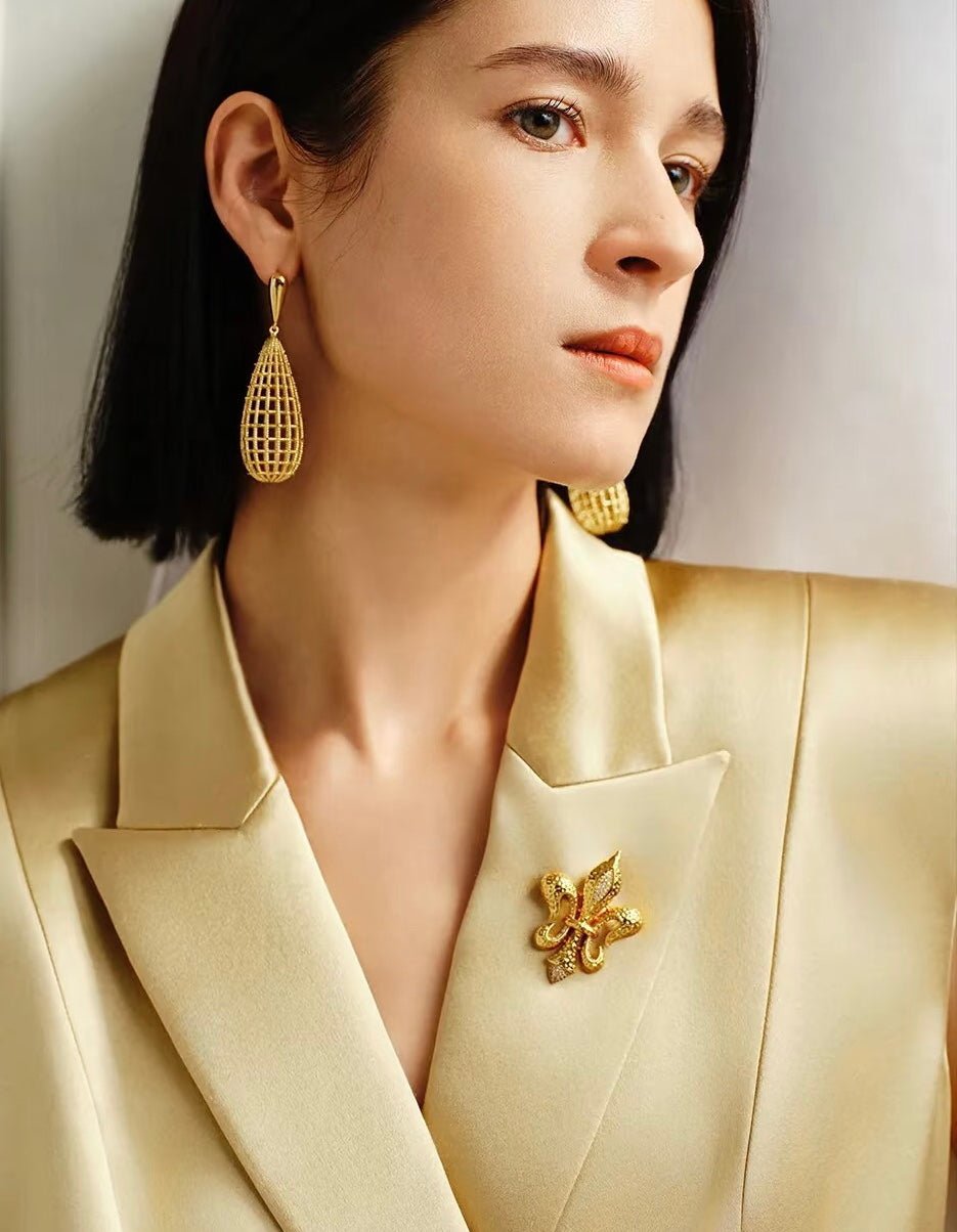 French Hollow Mesh Teardrop Earrings - floysun