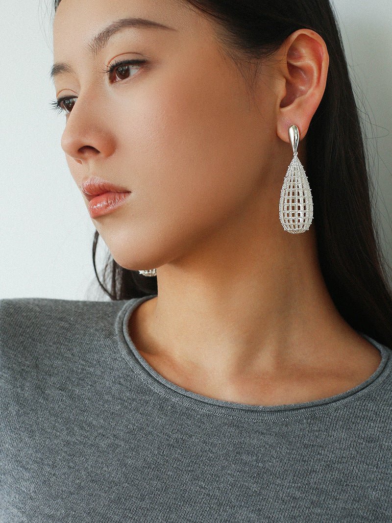 French Hollow Mesh Teardrop Earrings - floysun