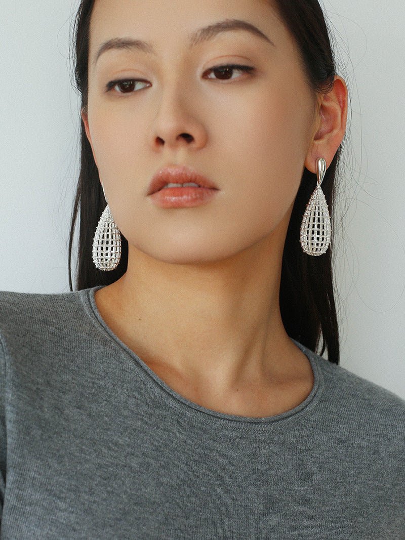 French Hollow Mesh Teardrop Earrings - floysun