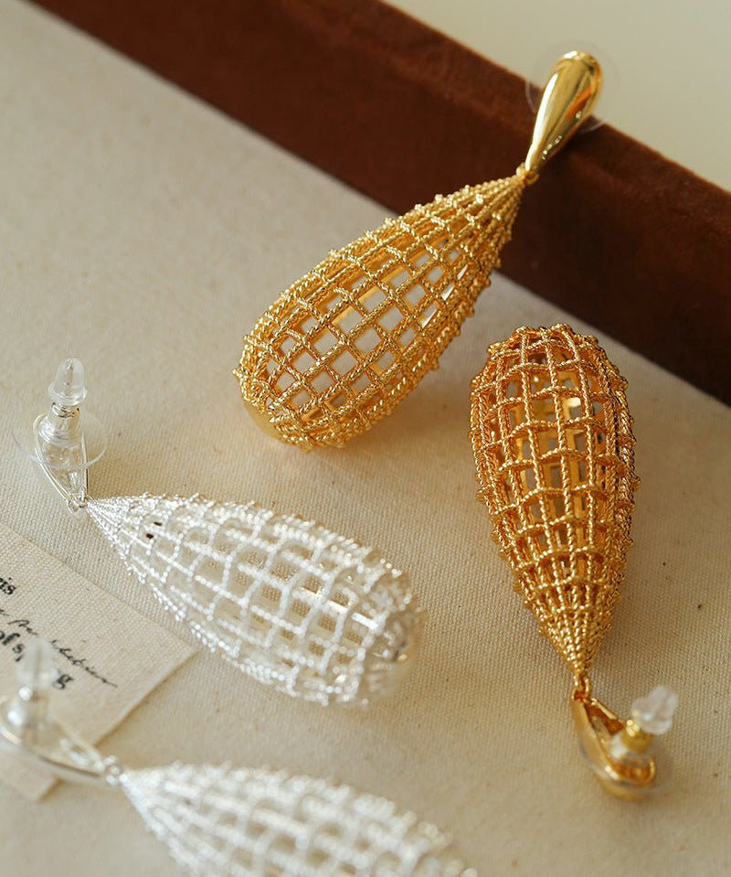 French Hollow Mesh Teardrop Earrings - floysun
