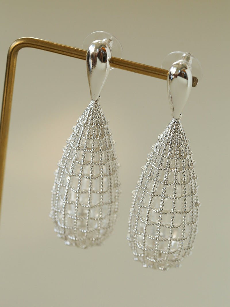 French Hollow Mesh Teardrop Earrings - floysun