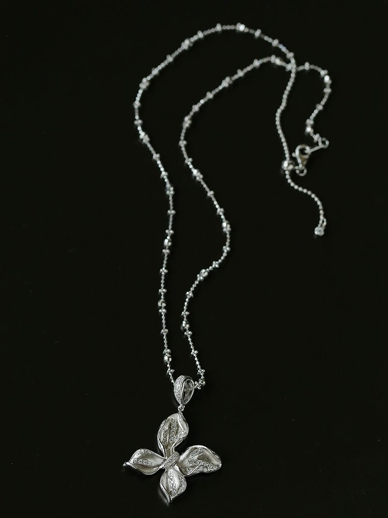 French Luxe Brushed Metal Butterfly Necklace - floysun