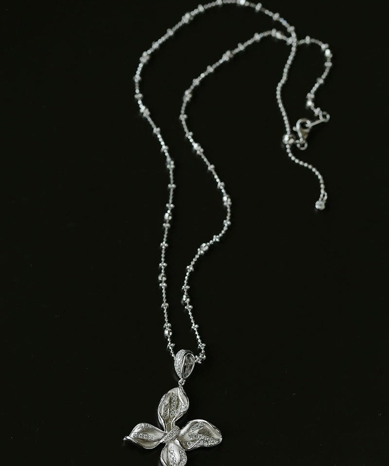 French Luxe Brushed Metal Butterfly Necklace - floysun