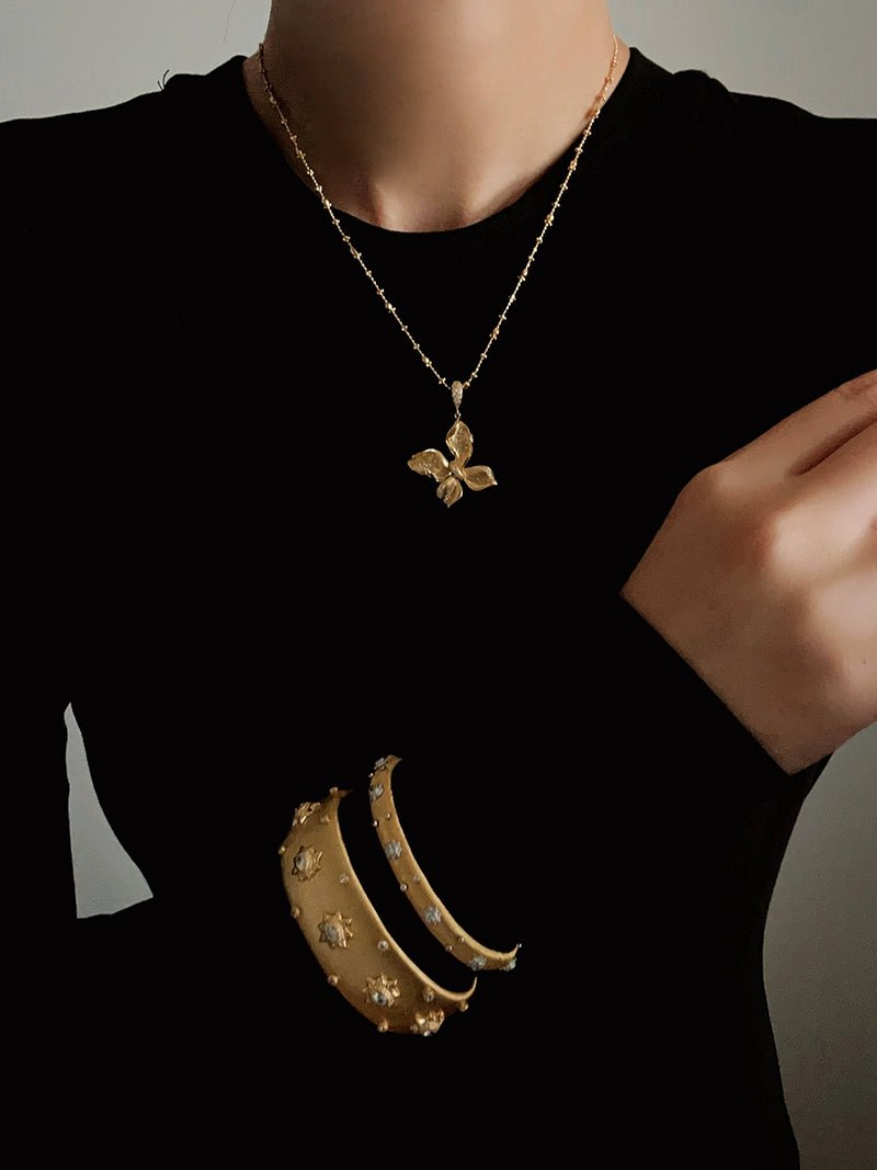 French Luxe Brushed Metal Butterfly Necklace - floysun