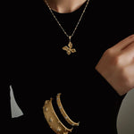 French Luxe Brushed Metal Butterfly Necklace - floysun