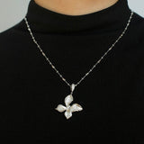 French Luxe Brushed Metal Butterfly Necklace - floysun