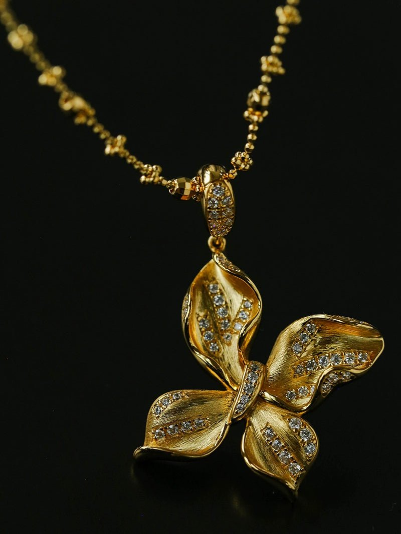 French Luxe Brushed Metal Butterfly Necklace - floysun