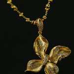 French Luxe Brushed Metal Butterfly Necklace - floysun