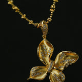 French Luxe Brushed Metal Butterfly Necklace - floysun