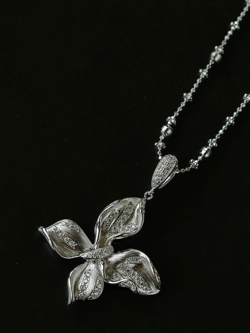 French Luxe Brushed Metal Butterfly Necklace - floysun