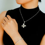 French Luxe Brushed Metal Butterfly Necklace - floysun