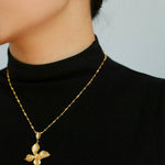 French Luxe Brushed Metal Butterfly Necklace - floysun
