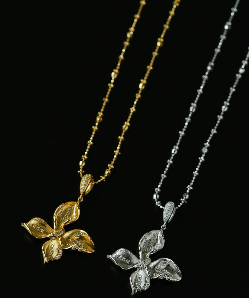 French Luxe Brushed Metal Butterfly Necklace - floysun