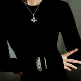 French Luxe Brushed Metal Butterfly Necklace - floysun