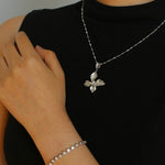 French Luxe Brushed Metal Butterfly Necklace - floysun