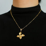 French Luxe Brushed Metal Butterfly Necklace - floysun