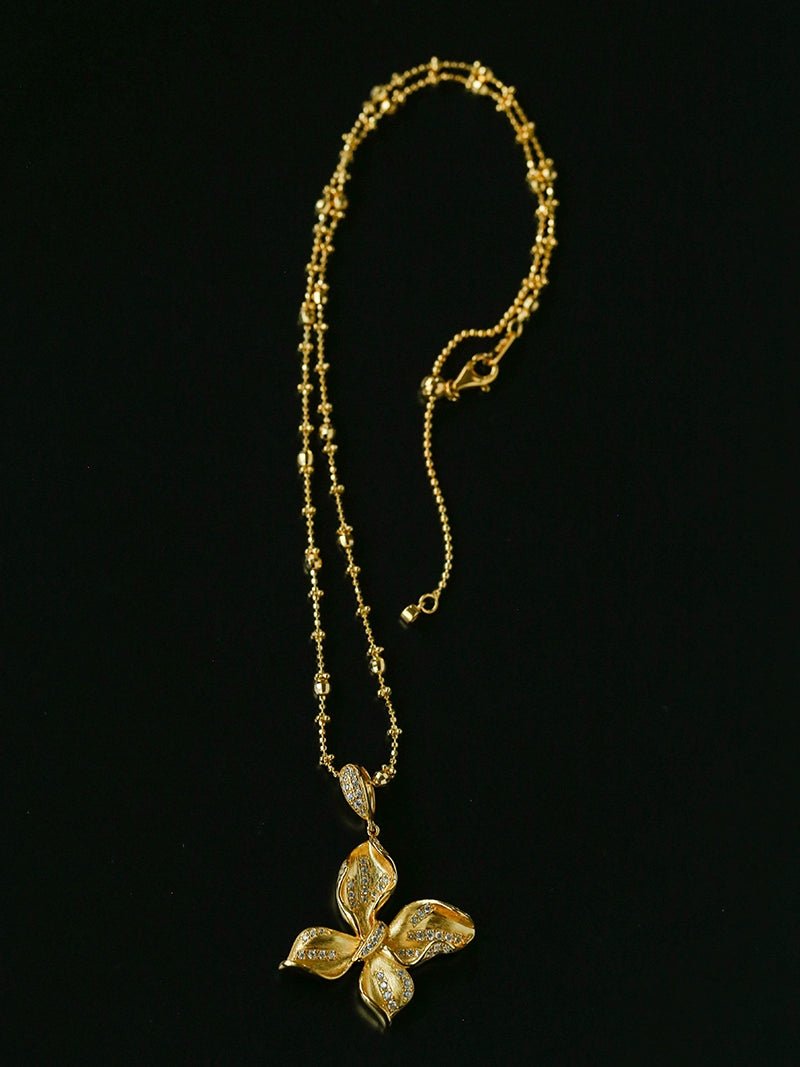 French Luxe Brushed Metal Butterfly Necklace - floysun