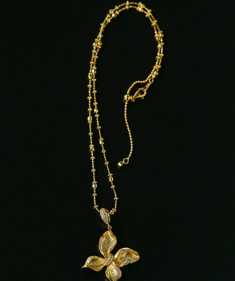 French Luxe Brushed Metal Butterfly Necklace - floysun