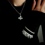 French Luxe Brushed Metal Butterfly Necklace - floysun