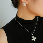 French Luxury Brushed 925 Silver Butterfly Stud Earrings - floysun