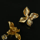 French Luxury Brushed 925 Silver Butterfly Stud Earrings - floysun