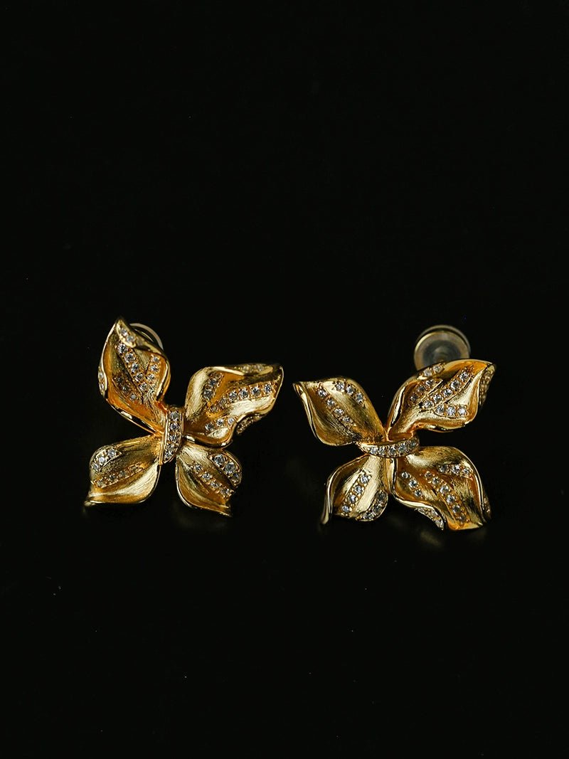 French Luxury Brushed 925 Silver Butterfly Stud Earrings - floysun