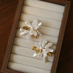 French Natural Toothpick Baroque Pearls Flower Earrings - floysun