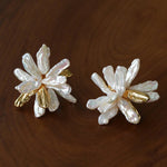 French Natural Toothpick Baroque Pearls Flower Earrings - floysun